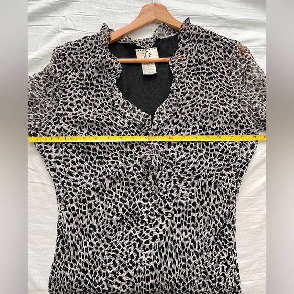 Vintage 100% Silk ICE Dress Black/White Animal Print SIZE 10 Beaded Y2K - Picture 11 of 16